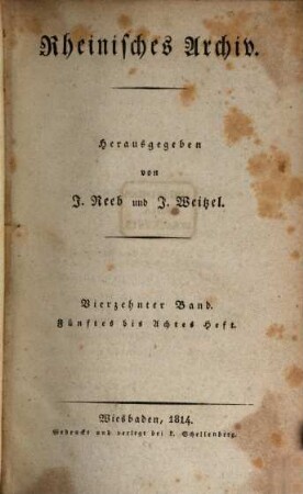Rheinisches Archiv für Geschichte und Litteratur, 14. 1814