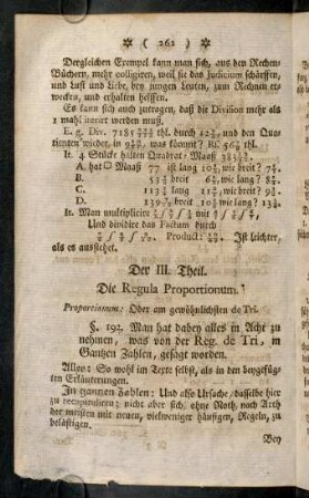 262-270, Der III. Theil. Die Regula Proportionum