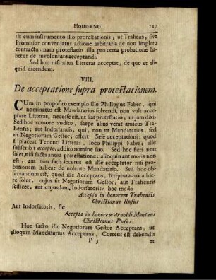 VIII. De acceptatione supra protestationem.
