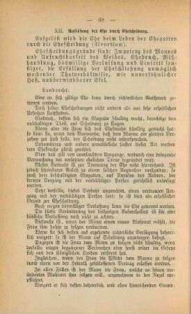 XII. Auflösung der Ehe durch Ehescheidung