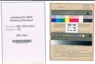 Entnazifizierung Karl Otto , geb. 14.09.1907 (Lehrer)