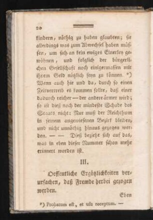 III. Oeffentliche Ergötzlichkeiten verursachen, daß Fremde herbei gezogen werden