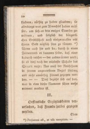 III. Oeffentliche Ergötzlichkeiten verursachen, daß Fremde herbei gezogen werden