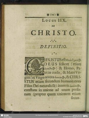 Locus IIX. De Christo
