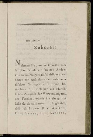 An meine Zuhörer!