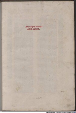 Lectura super prima et secunda parte Digesti veteris. Secunda pars