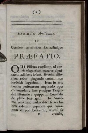 Exercitatio Anatomica DE Cochleis terrestribus Limacibusque . PRÆFATIO.