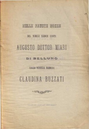 Epistola alla pregiatissima Signora Contessa Elisabetta Agosti Miari madre dello sposo