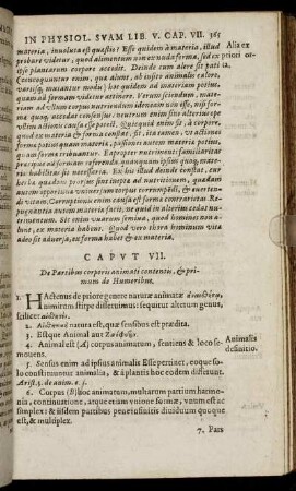 Caput VII. De Partibus corporis animati contentis ...