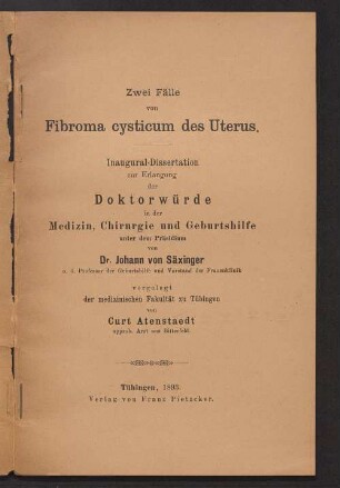 Zwei Fälle von Fibroma cysticum des Uterus