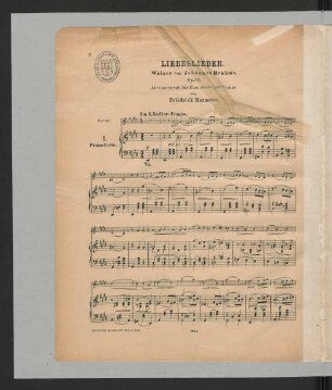 Liebeslieder. Walzer von Johannes Brahms, Op. 62. Pianoforte