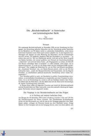 Die "Reichskristallnacht" in historischer und kriminologischer Sicht.
