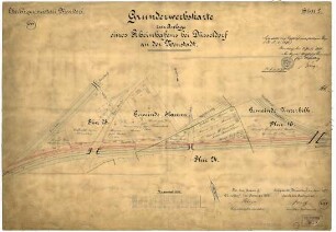 Grunderwerbskarte zur Anlage eines Rheinhafens bei Düsseldorf an der Neustadt.