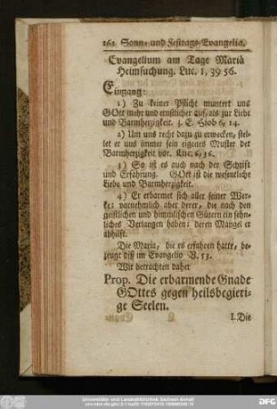 Evangelium am Tage Mariä Heimsuchung. Luc. I, 39 - 56.