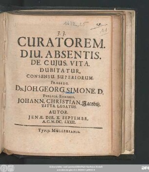 Curatorem. Diu. Absentis. De. Cuius. Vita. Dubitatur