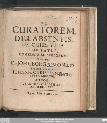 Curatorem. Diu. Absentis. De. Cuius. Vita. Dubitatur