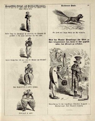 "Französischer Kriegs- und Friedens-Barometer" "Verlorner Hund" "Was der Bruder Straubinger sich Alles zu thun vorgenommen hat, wenn es ihm geglückt wäre, das Fliegen zu erfinden"