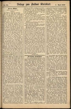Zweite Ausgabe vom Samstag, den 05. April 1879.