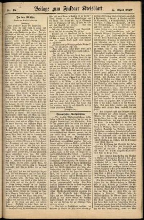 Zweite Ausgabe vom Samstag, den 05. April 1879.