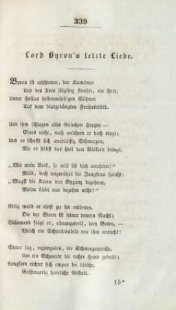 Lord Byron's letzte Liebe