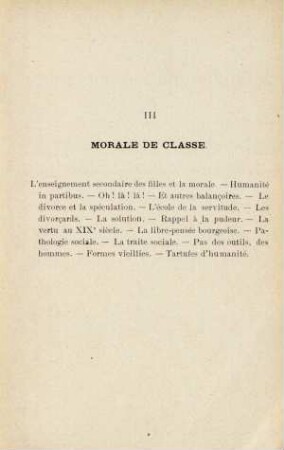 III Morale De Classe.