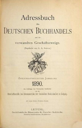 Adreßbuch des deutschen Buchhandels. 52. 1890