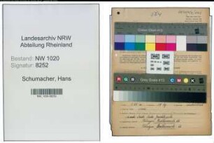 Entnazifizierung Hans Schumacher , geb. 02.03.1907 (Werkmeister)