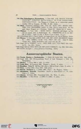 Aussereuropäische Staaten (Nr. 1004-1013)