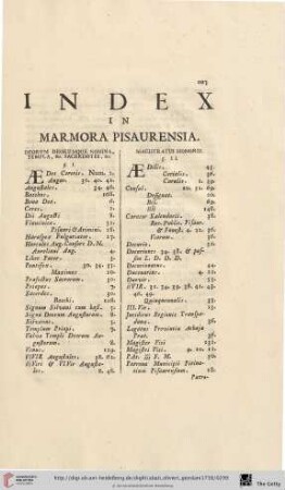 Index in marmora pisaurensia