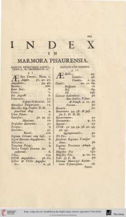 Index in marmora pisaurensia