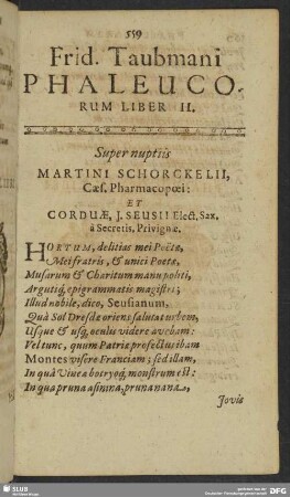 Frid. Taubmani Phaleucorum Liber II.