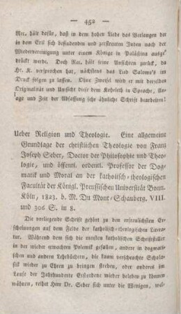 452-464 [Rezension] Seber, Franz Joseph, Über Religion und Theologie