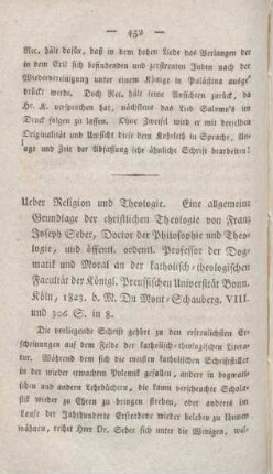 452-464 [Rezension] Seber, Franz Joseph, Über Religion und Theologie