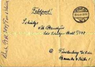 Umschlag eines Feldpostbriefes aus dem 2. Weltkrieg (ohne Inhalt)