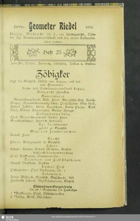 Heft 25. Zöbigker, Prödel, Zeschwitz, Löbschütz, Rüssen u. Stöhna