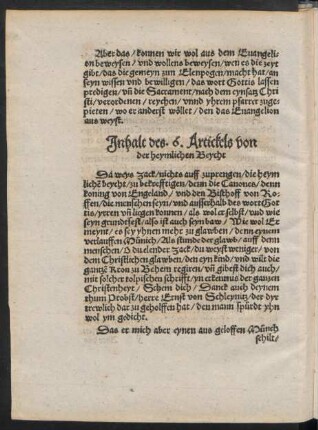Inhalt des 6. Artickels von der heymlichen Beycht