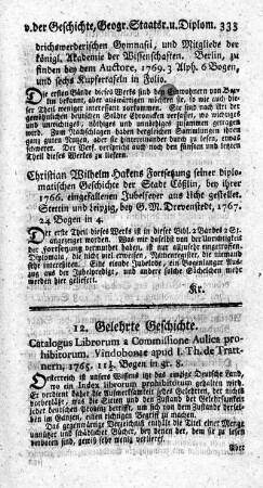 Fortsetzung seiner diplomatischen Geschichte der Stadt Cößlin.