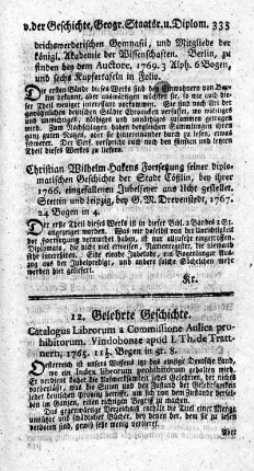 Fortsetzung seiner diplomatischen Geschichte der Stadt Cößlin.