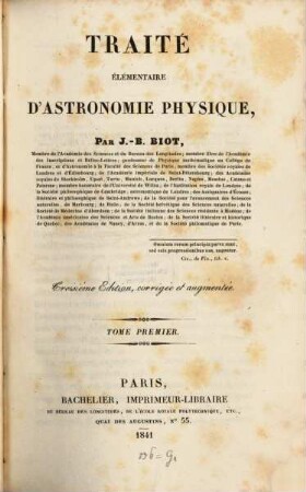 Traité élémentaire d'astronomie physique, 1