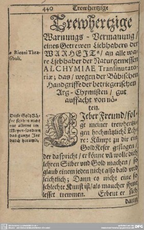 Trewehertzige Warnung - Vermanung.