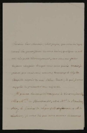 Brief von Caroline Landgräfin von Hessen-Homburg an Landgraf Friedrich V. von Hessen Homburg