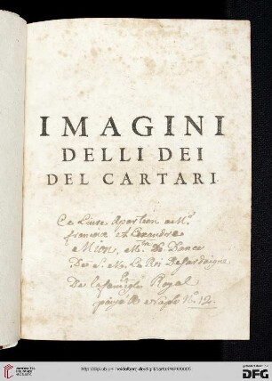Seconda Novissima Editione Delle Imagini De Gli Dei Delli Antichi Di Vicenzo Cartari Reggiano