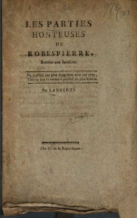 Les parties honteuses de Robespierre