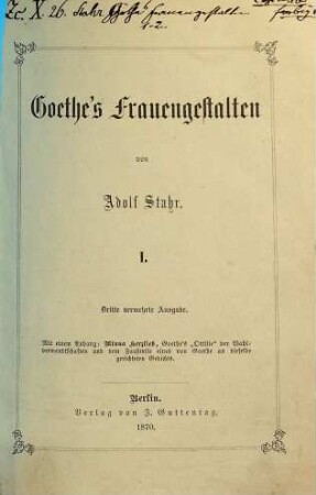 Goethe's Frauengestalten, 1