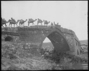gisr el megami (Jordanbrücke) mit Kamelen