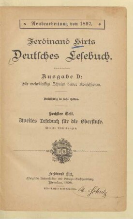 Teil 6, [Schülerband]: Zweites Lesebuch für die Oberstufe : vollständig in sechs Teilen
