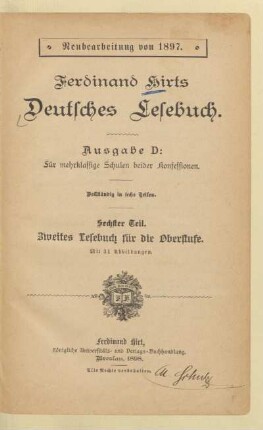 Teil 6, [Schülerband]: Zweites Lesebuch für die Oberstufe : vollständig in sechs Teilen