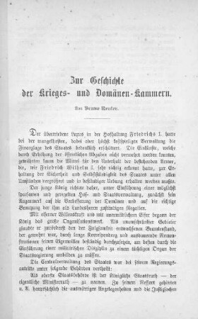 Zur Geschichte der Krieges- und Domänen-Kammern