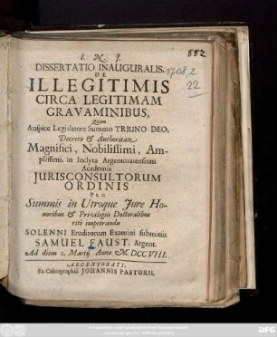 Dissertatio Inauguralis, De Illegitimis Circa Legitimam Gravaminibus