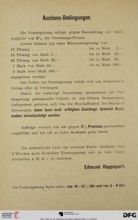 Auctions-Bedingungen